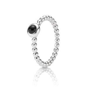 PANDORA My Desire Onyx Cabochon Sterling Silver Twist Stacking Ring